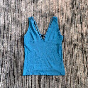 Unique Blue Y2K Double V-Tank Top